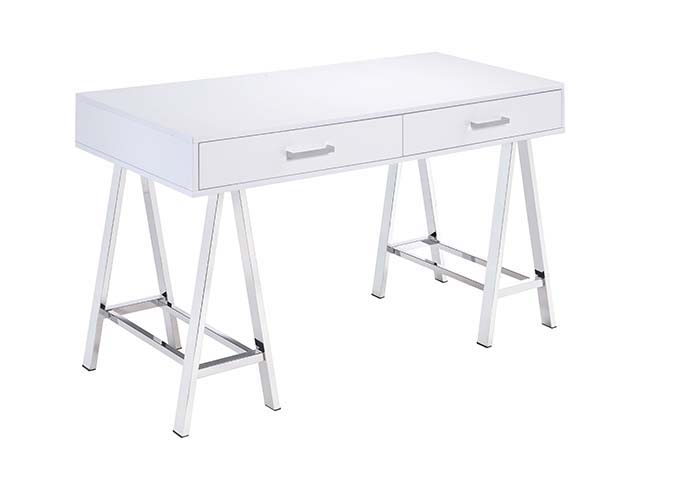 Coleen - Vanity Desk - White High Gloss & Chrome Finish - Tony's Home Furnishings