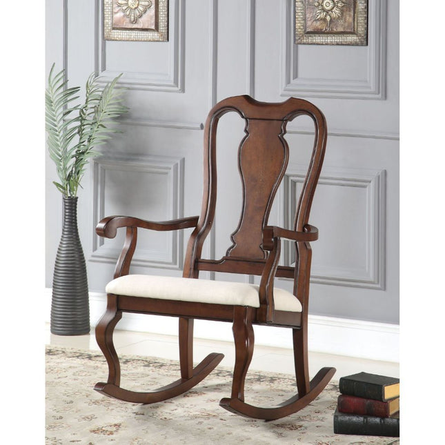 Sheim - Rocking Chair - Beige Fabric & Cherry - Tony's Home Furnishings