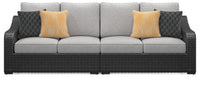 Thumbnail for Beachcroft - Black / Light Gray - 2-Piece Outdoor Loveseat With Cushion - Tony's Home Furnishings