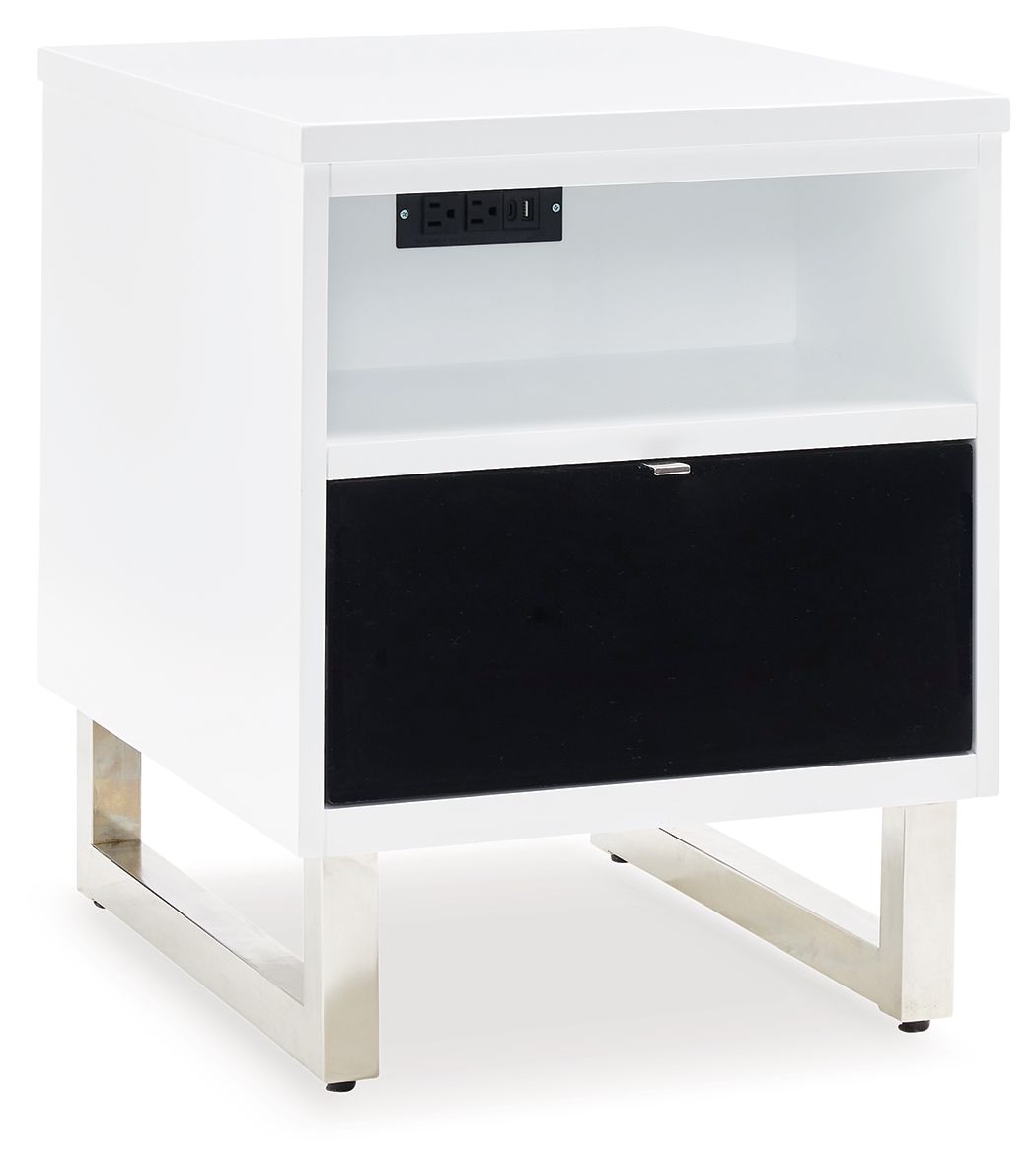 Gardoni - White / Black - Chair Side End Table - Tony's Home Furnishings