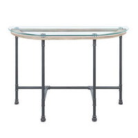 Thumbnail for Brantley - Side Table - Clear Glass & Sandy Gray Finish - Tony's Home Furnishings