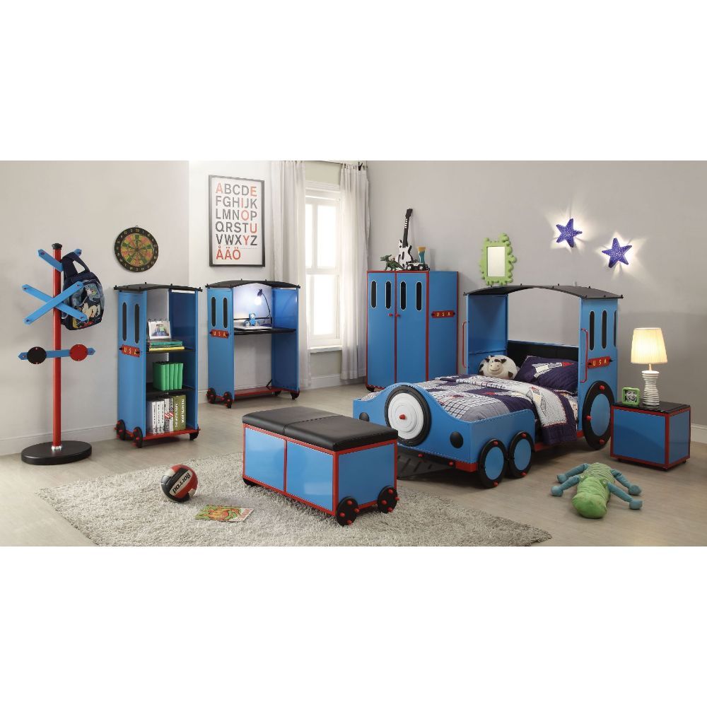 Tobi - Twin Bed - Blue/Red & Black Train - Tony's Home Furnishings