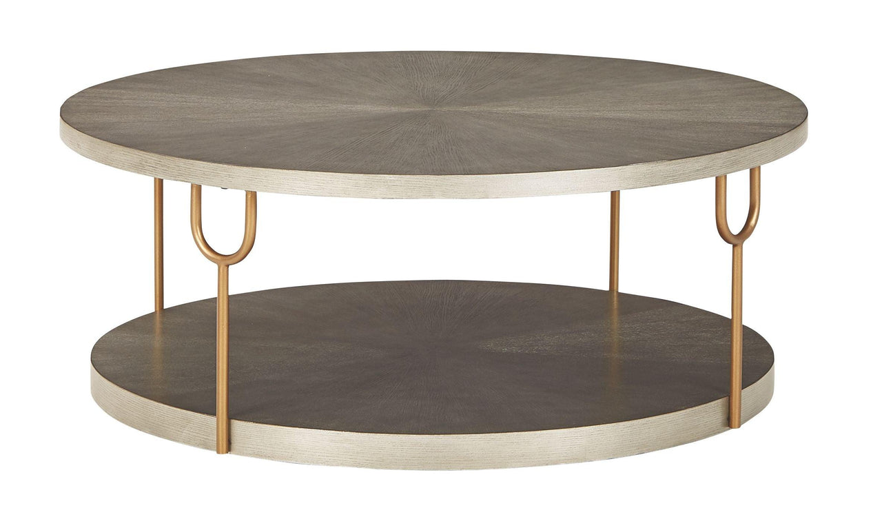 Ranoka - Platinum - Round Cocktail Table Tony's Home Furnishings Furniture. Beds. Dressers. Sofas.
