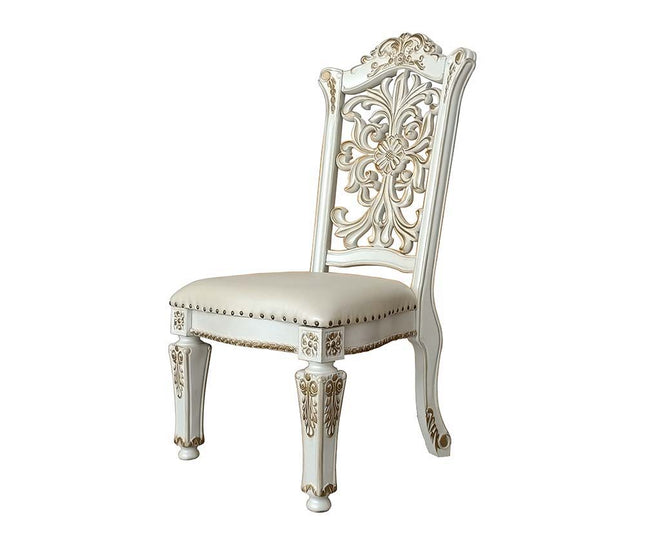 Vendom - Side Chair (Set of 2) - PU & Antique Pearl Finish - 48" - Tony's Home Furnishings