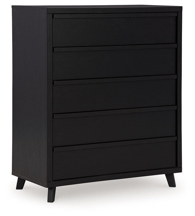 Danziar - Black - Five Drawer Wide Chest Signature Design by Ashley® 