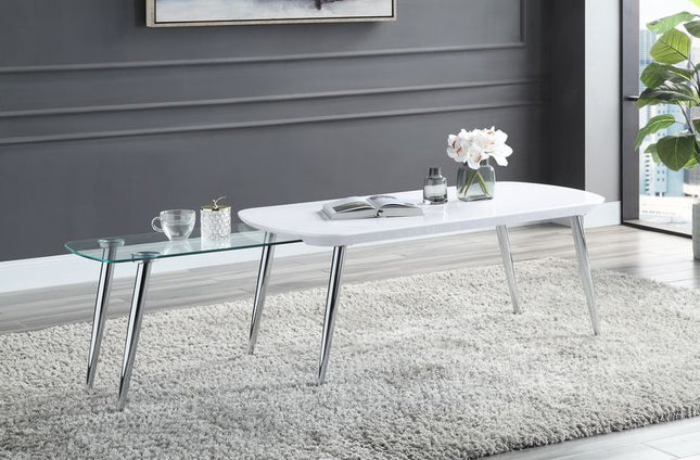 Acme - Coffee Table - White & Chrome Finish - Tony's Home Furnishings