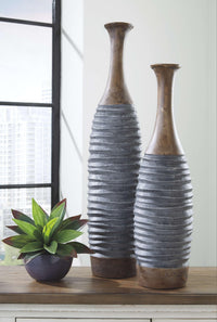 Thumbnail for Blayze - Antique Gray / Brown - Vase Set (Set of 2) Tony's Home Furnishings Furniture. Beds. Dressers. Sofas.
