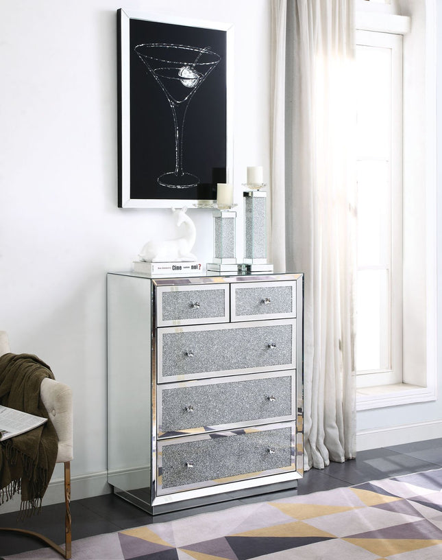 Rekha - Chest - Mirrored & Faux Crystals - Tony's Home Furnishings