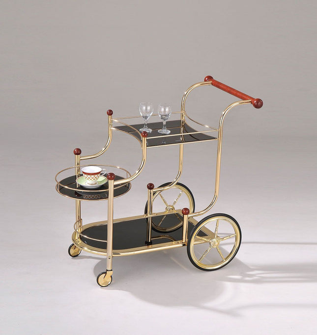 Lacy - Serving Cart - Gold Plated & Black Glass - Tony's Home Furnishings