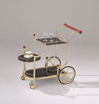 Thumbnail for Lacy - Serving Cart - Gold Plated & Black Glass - Tony's Home Furnishings