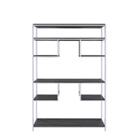 Vonara - Bookshelf - Rustic Gray Oak & Chrome - Tony's Home Furnishings