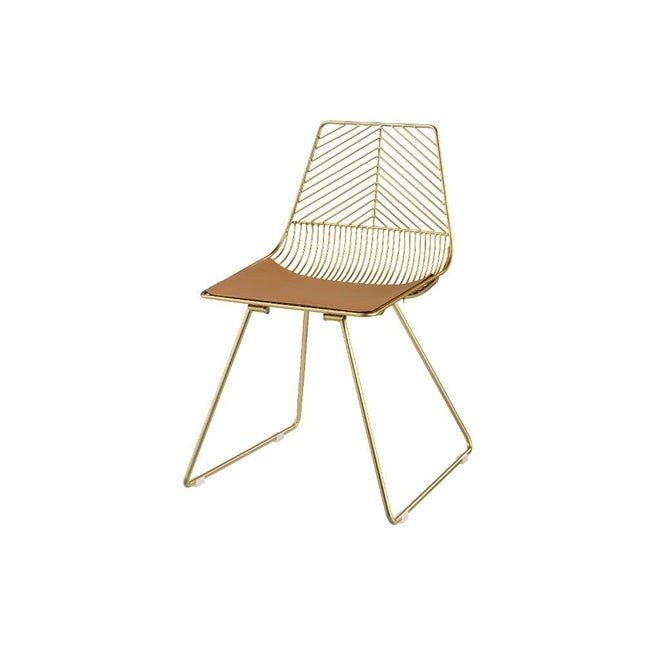 Faina - Side Chair (Set of 2) - Whiskey PU & Gold - Tony's Home Furnishings