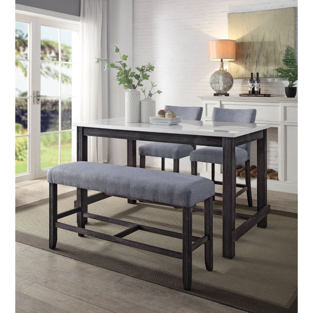 Yelena - Counter Height Table - Marble & Weathered Espresso - Tony's Home Furnishings