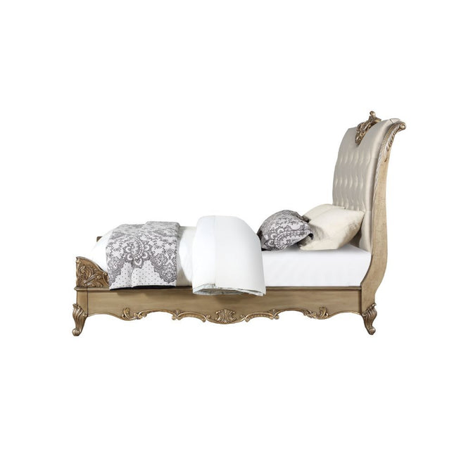 Orianne - California King Bed - Champagne PU & Antique Gold - Tony's Home Furnishings