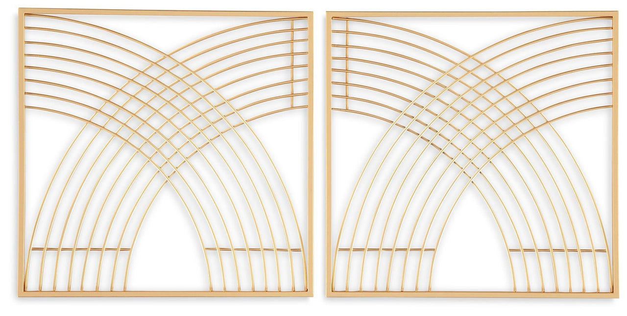 Dalkins - Gold Finish - Wall Decor Set (Set of 2) Tony's Home Furnishings Furniture. Beds. Dressers. Sofas.