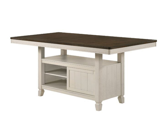 Tasnim - Counter Height Table - Oak & Antique White Finish - Tony's Home Furnishings