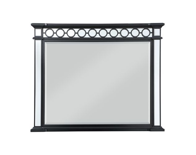 Varian II - Mirror - Black Velvet & Black & Sliver Finish - Tony's Home Furnishings