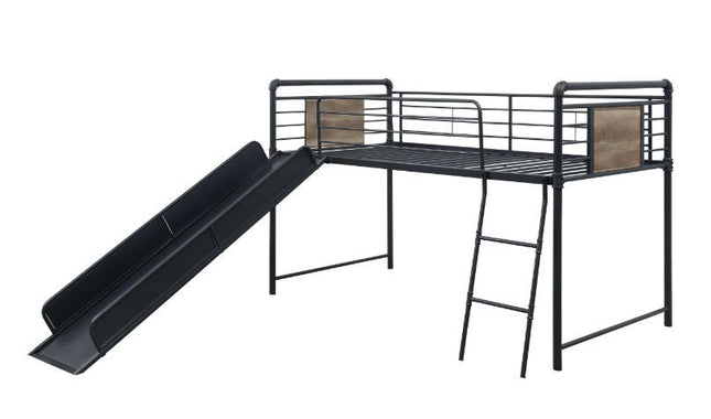 Cordelia - Twin Loft Bed - Antique Oak, Sandy Black & Dark Bronze Hand-Brushed Finish - 49" - Tony's Home Furnishings