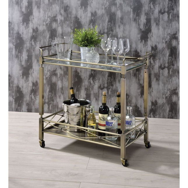 Matiesen - Serving Cart - Antique Gold & Clear Glass - Tony's Home Furnishings