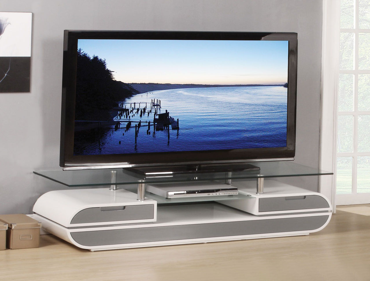 Lainey - TV Stand - White & Gray - Tony's Home Furnishings