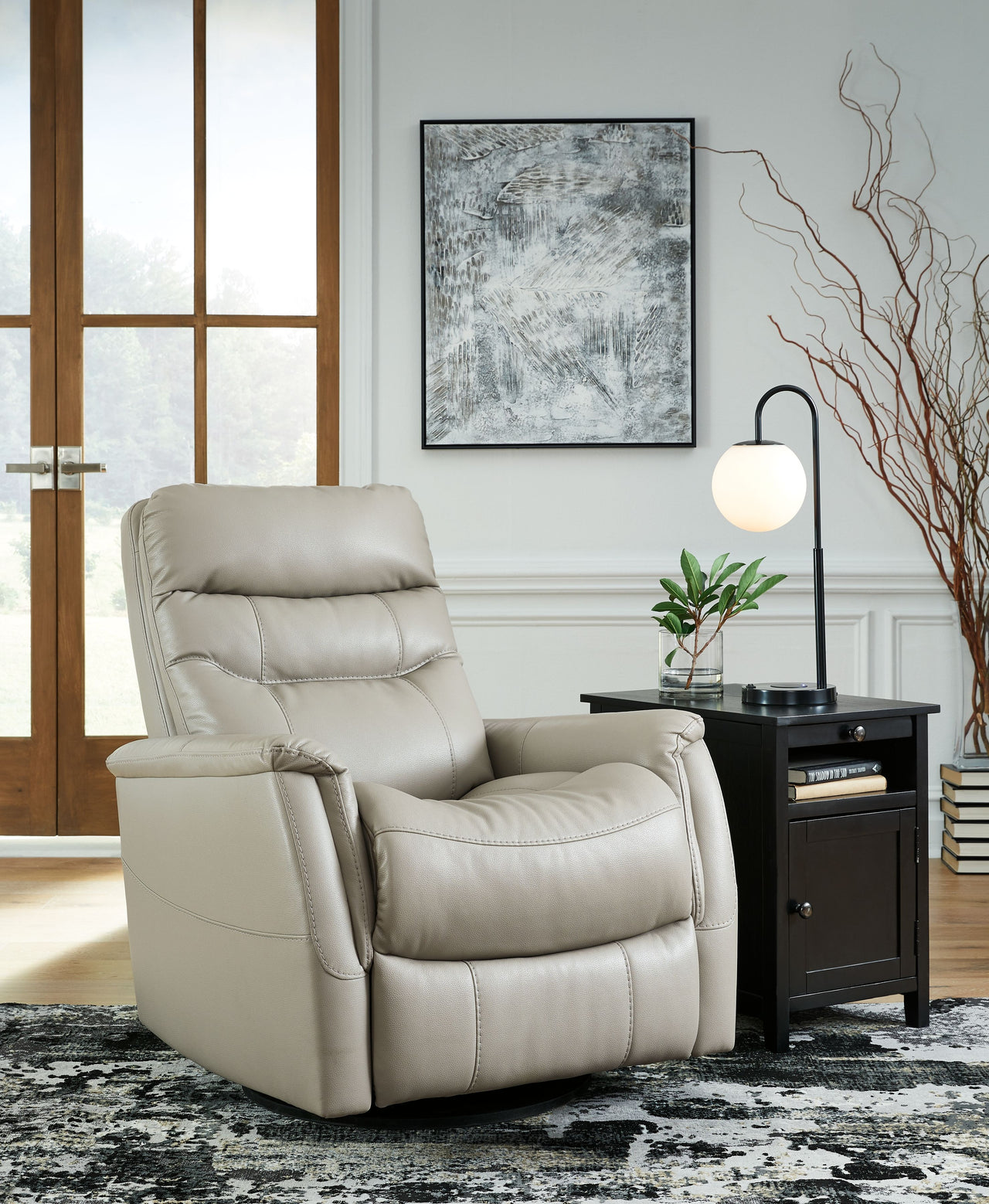 Riptyme - Dove Gray - Swivel Glider Recliner Tony's Home Furnishings Furniture. Beds. Dressers. Sofas.