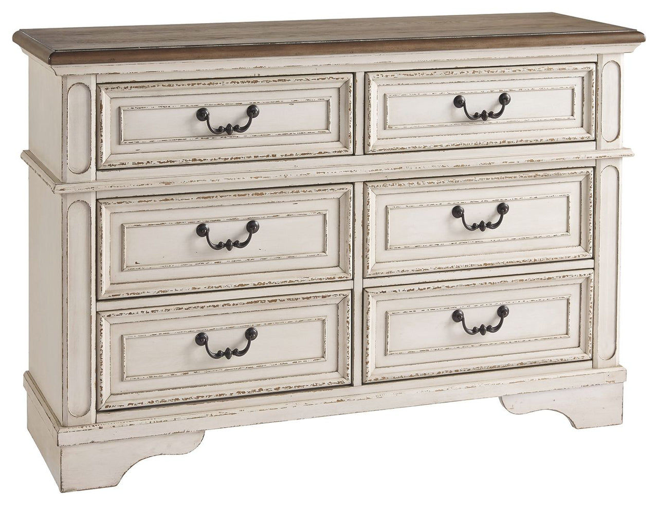 Realyn - White / Brown / Beige - Dresser - 6-drawer Tony's Home Furnishings Furniture. Beds. Dressers. Sofas.