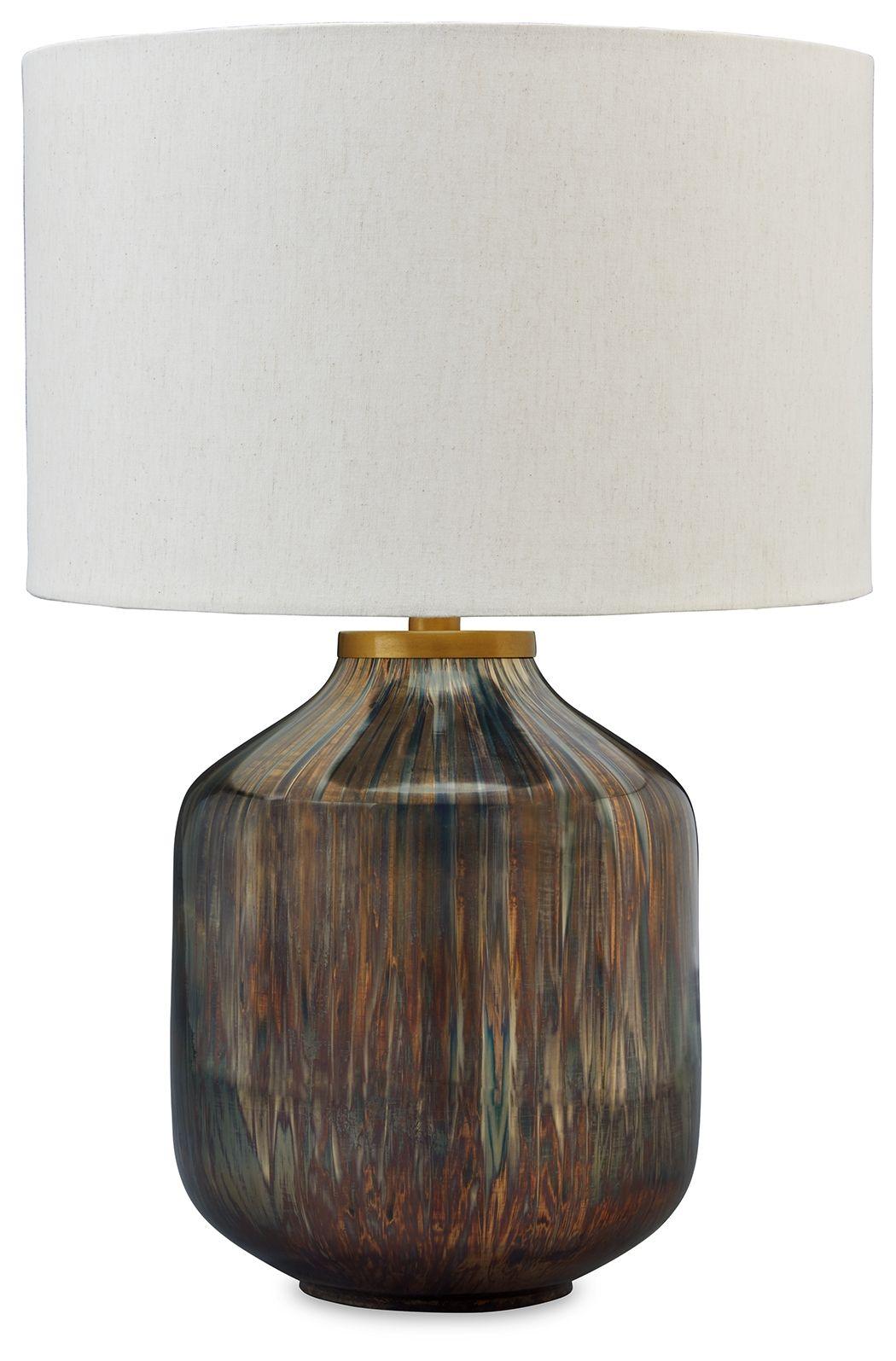Jadstow - Black / Silver Finish - Glass Table Lamp Tony's Home Furnishings Furniture. Beds. Dressers. Sofas.