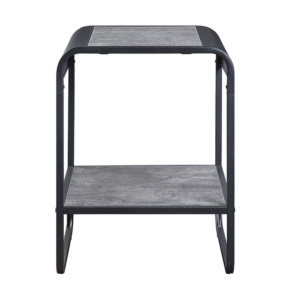 Raziela - End Table - Concrete Gray & Black Finish - 21" - Tony's Home Furnishings