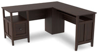 Thumbnail for Camiburg - Warm Brown - 2-Piece Home Office Desk Tony's Home Furnishings Furniture. Beds. Dressers. Sofas.