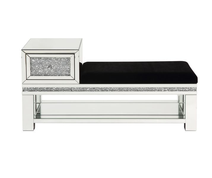 Noralie - Bench - Mirrored & Faux Diamonds - 24" - Tony's Home Furnishings