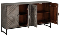 Thumbnail for Treybrook - Distressed Gray - 4 Door Accent Cabinet Tony's Home Furnishings Furniture. Beds. Dressers. Sofas.