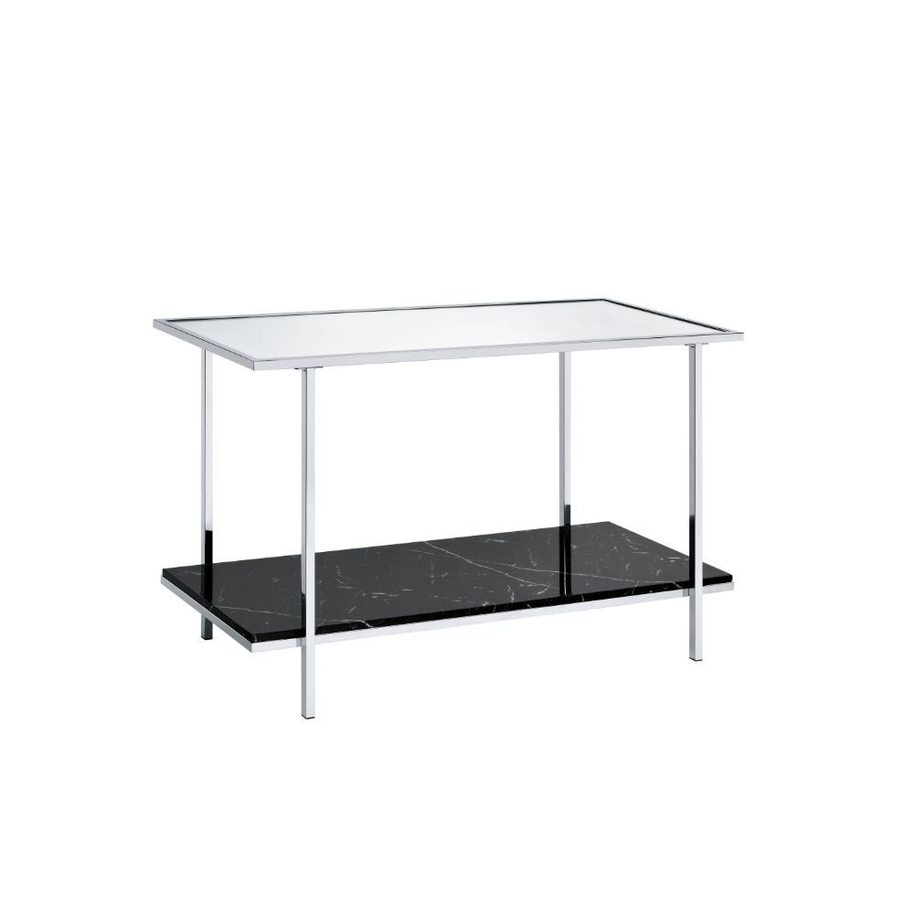 Angwin - Accent Table - Mirrored, Faux Marble & Chrome - Tony's Home Furnishings