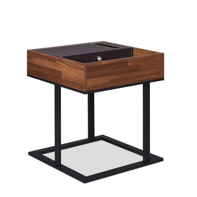 Sara - I - I End Table - Espresso PU, Walnut & Sandy Black - Tony's Home Furnishings