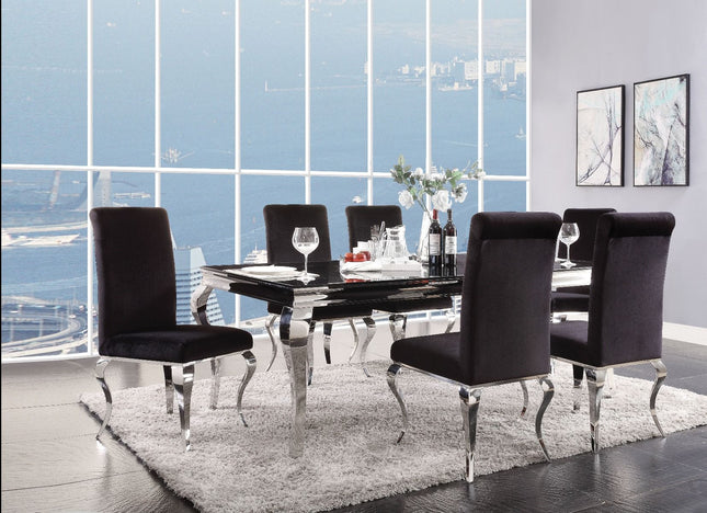 Fabiola - Dining Table - Stainless Steel & Black Glass - Tony's Home Furnishings