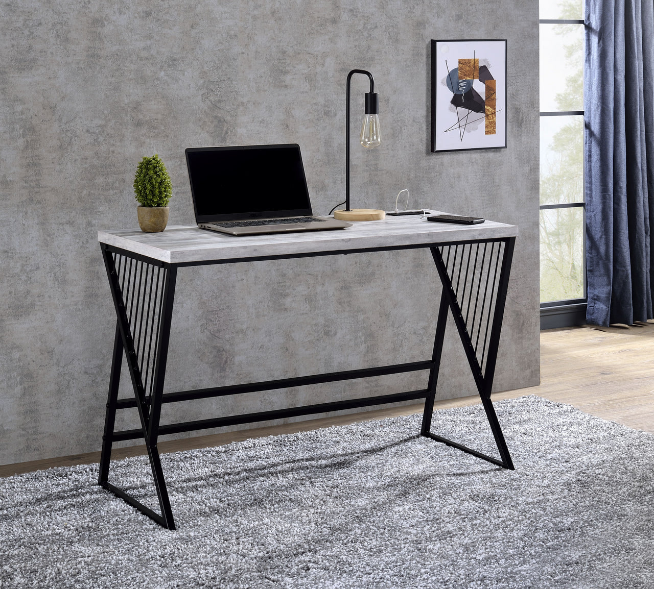 Collick - Writing Desk - Weathered Gray & Black Finish - Tony's Home Furnishings