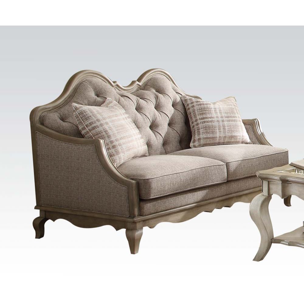 Chelmsford - Loveseat - Beige Fabric & Antique Taupe - Tony's Home Furnishings