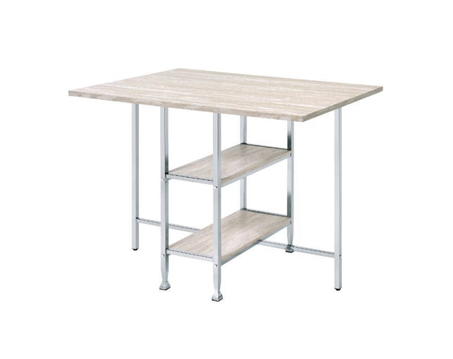 Raine - Counter Height Table - Antique White & Chrome Finish - Tony's Home Furnishings