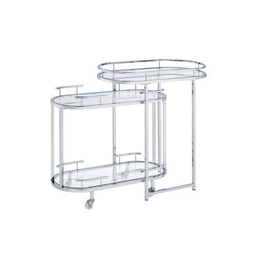 Piffo - Serving Cart - Clear Glass & Chrome Finish - Tony's Home Furnishings