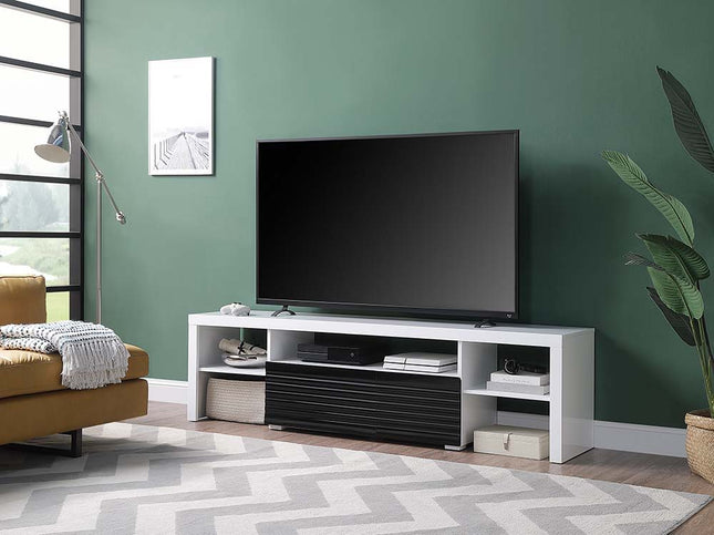 Buck II - TV Stand - White & Black High Gloss Finish - Tony's Home Furnishings