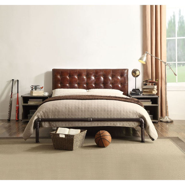 Brancaster - Queen Bed - Vintage Brown Top Grain Leather - Tony's Home Furnishings