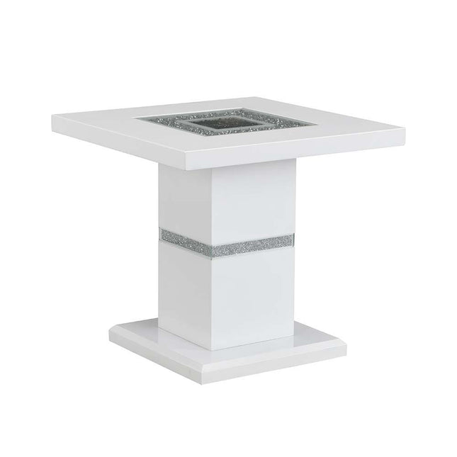 Elizaveta - End Table - Faux Crystal Diamonds & White High Gloss Finish - Tony's Home Furnishings