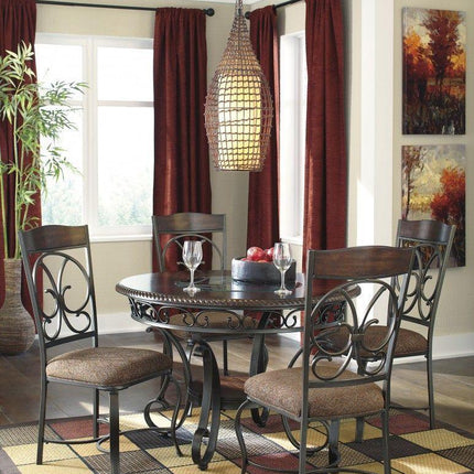 Glambrey - Brown - 5 Pc. - Dining Room Table, 4 Upholstered Side Chairs Signature Design by Ashley® 