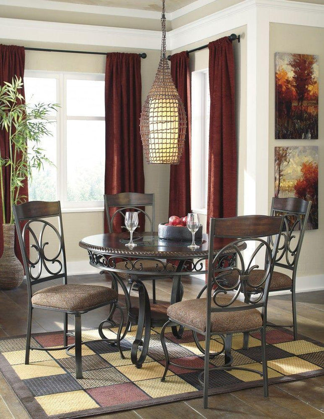 Glambrey - Brown - 5 Pc. - Dining Room Table, 4 Upholstered Side Chairs Signature Design by Ashley® 