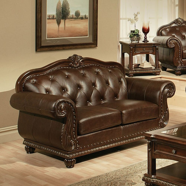 Anondale - Loveseat - Espresso Top Grain Leather Match - Tony's Home Furnishings