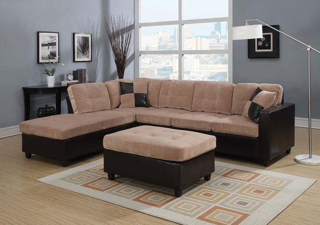 Milano - Ottoman - Camel Champion & Espresso PU - Tony's Home Furnishings