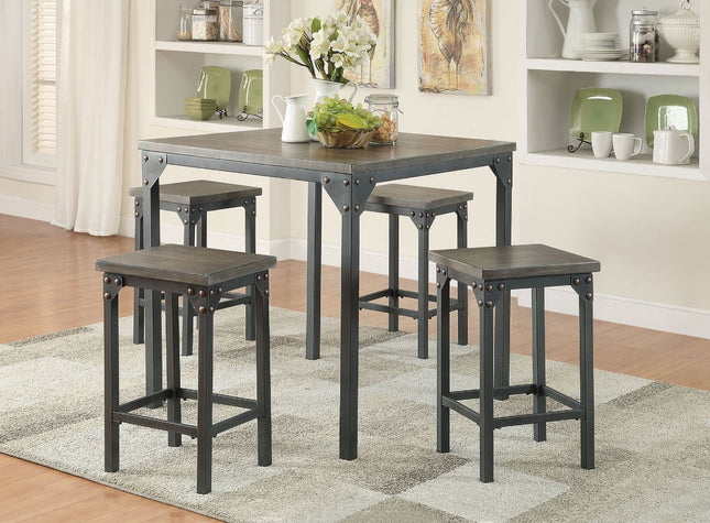 Percie - Counter Height Set - Dark Antique Oak & Antique Black - Tony's Home Furnishings