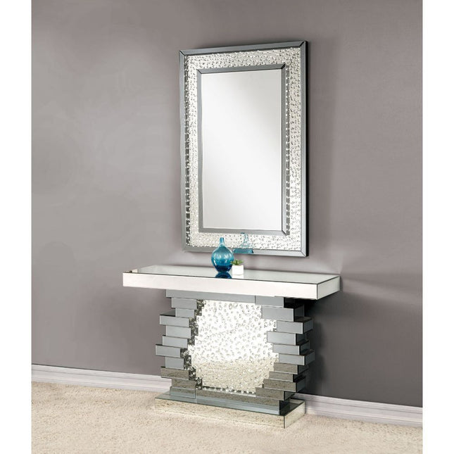 Nysa - Accent Table - Mirrored & Faux Crystals - Wood - 32" - Tony's Home Furnishings