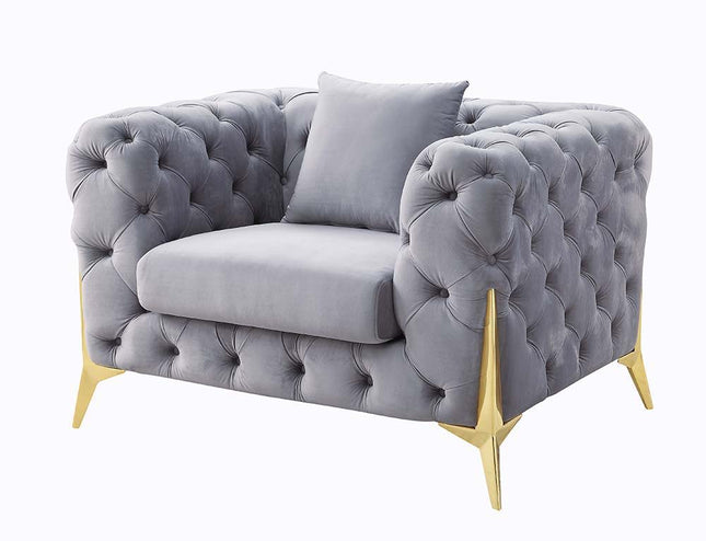 Jelanea - Chair - Gray Velvet & Gold Finish - Tony's Home Furnishings