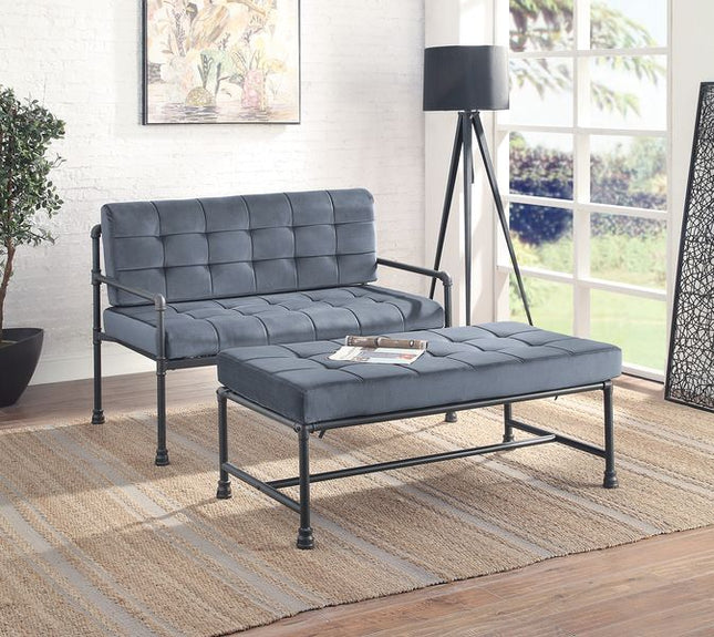 Brantley - Bench - Gray Velvet & Sandy Gray Finish - Tony's Home Furnishings