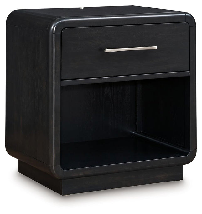 Rowanbeck - Black - One Drawer Night Stand - Tony's Home Furnishings